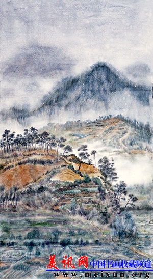 李翔  《烟云出没有无间  半在空灵半在山》 180cmX97cm  2012年  纸本.JPG