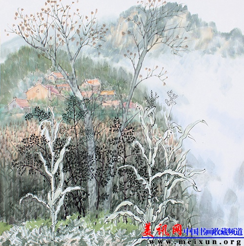 李翔 《莫道云遮村子远 谁家庄稼在眼前》 68cmX68cm 纸本设色 2013年.JPG