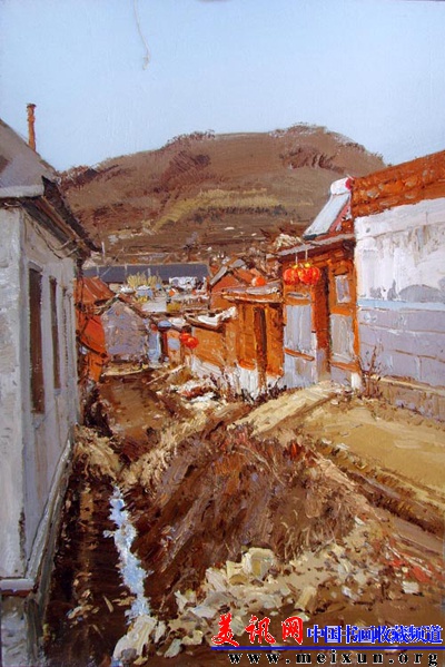 布面油画《乡村小巷》2013年60x90cm，15169557307.jpg
