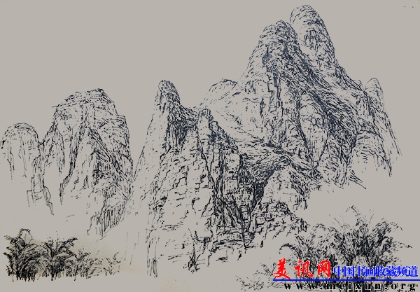 钢笔画 54cmx40cm 白纸 桂林杨堤 1987年.JPG