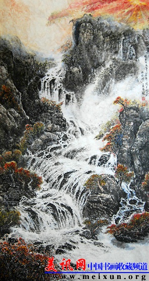 苍山瀑水黄金铺地稻谷香98cmx196cm.jpg