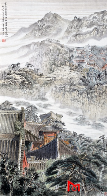 云蒸霞蔚皆禅机 崖壁撑天成砥柱 97x180cm 获中华艺魂张大千碑全国书画作品大展优秀奖.jpg