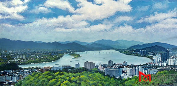 富春新山居（水粉画）2012年(160×77cm).jpg