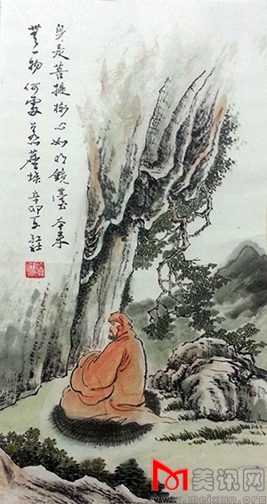 达摩面壁图   四尺竖式 纸质 2013年作.JPG