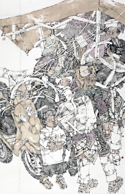 《暖春赶场》180X120cm （2014）.jpg