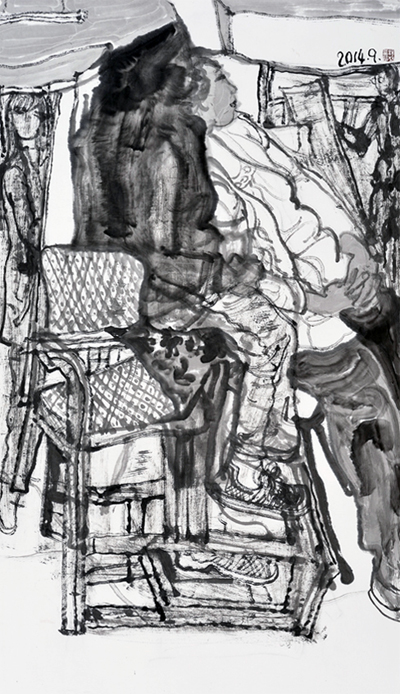 《写生系列之六》水墨纸本 136cmX68cm 2014.jpg