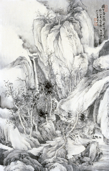 茹峰,独坐春山图，75×47cm，2013年，纸本水墨.jpg