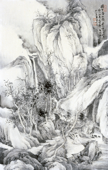 茹峰,独坐春山图,75×47cm,2013年,纸本水墨.jpg