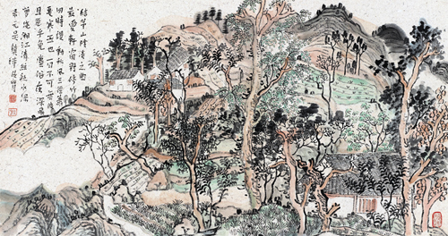 陇南山水.75cm×45cm.纸本设色.2011 .jpg