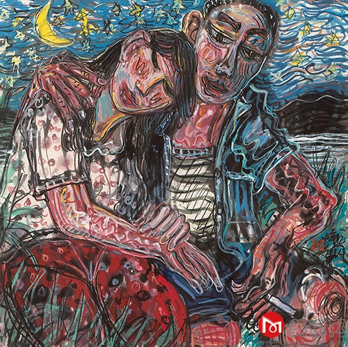 恋人 宣纸 彩墨 69x69cm 杨培江  2014年.jpg